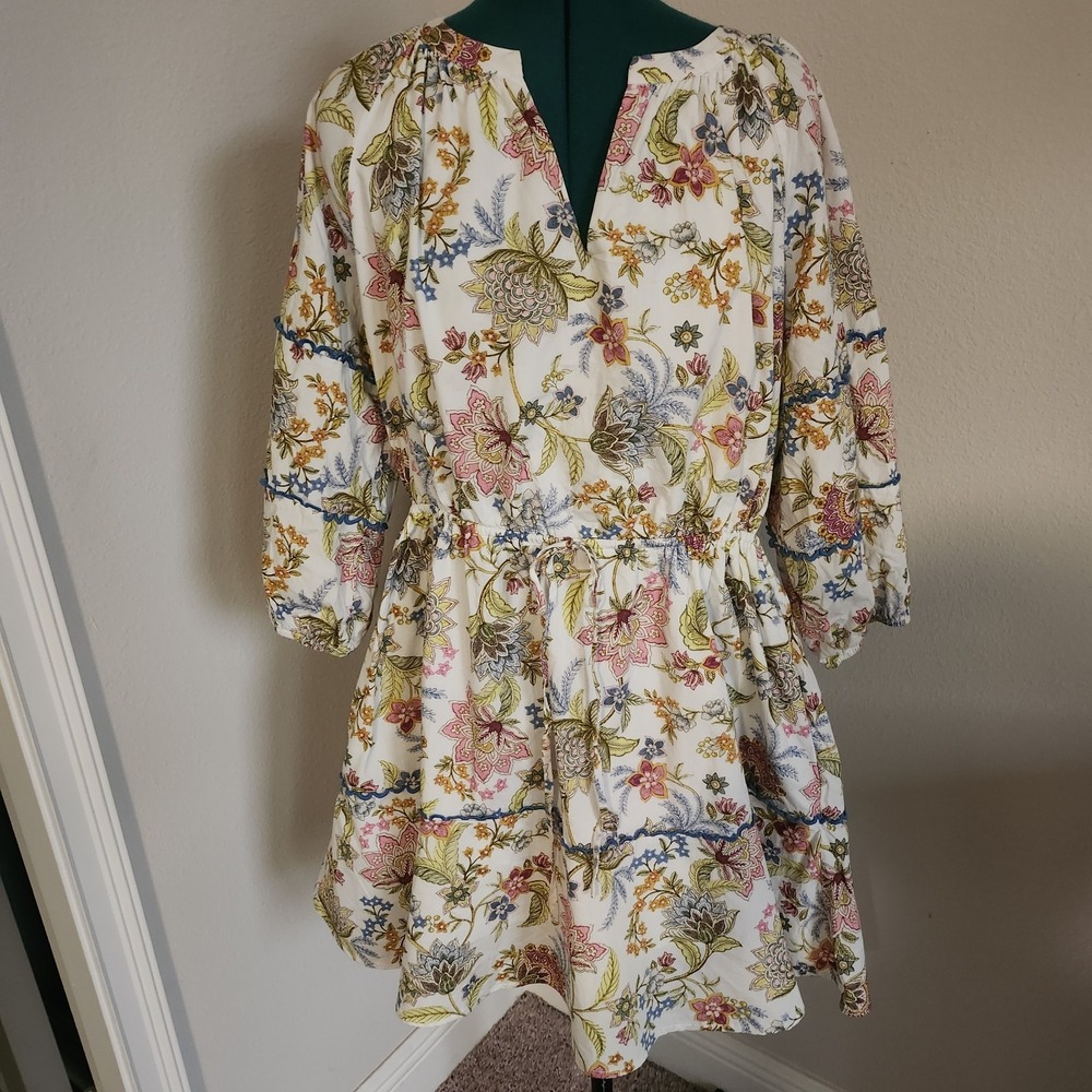 Sugarlips Womens Fit Flare Babydoll Dress 100% Cotton Size 1X Floral Cottagecore
